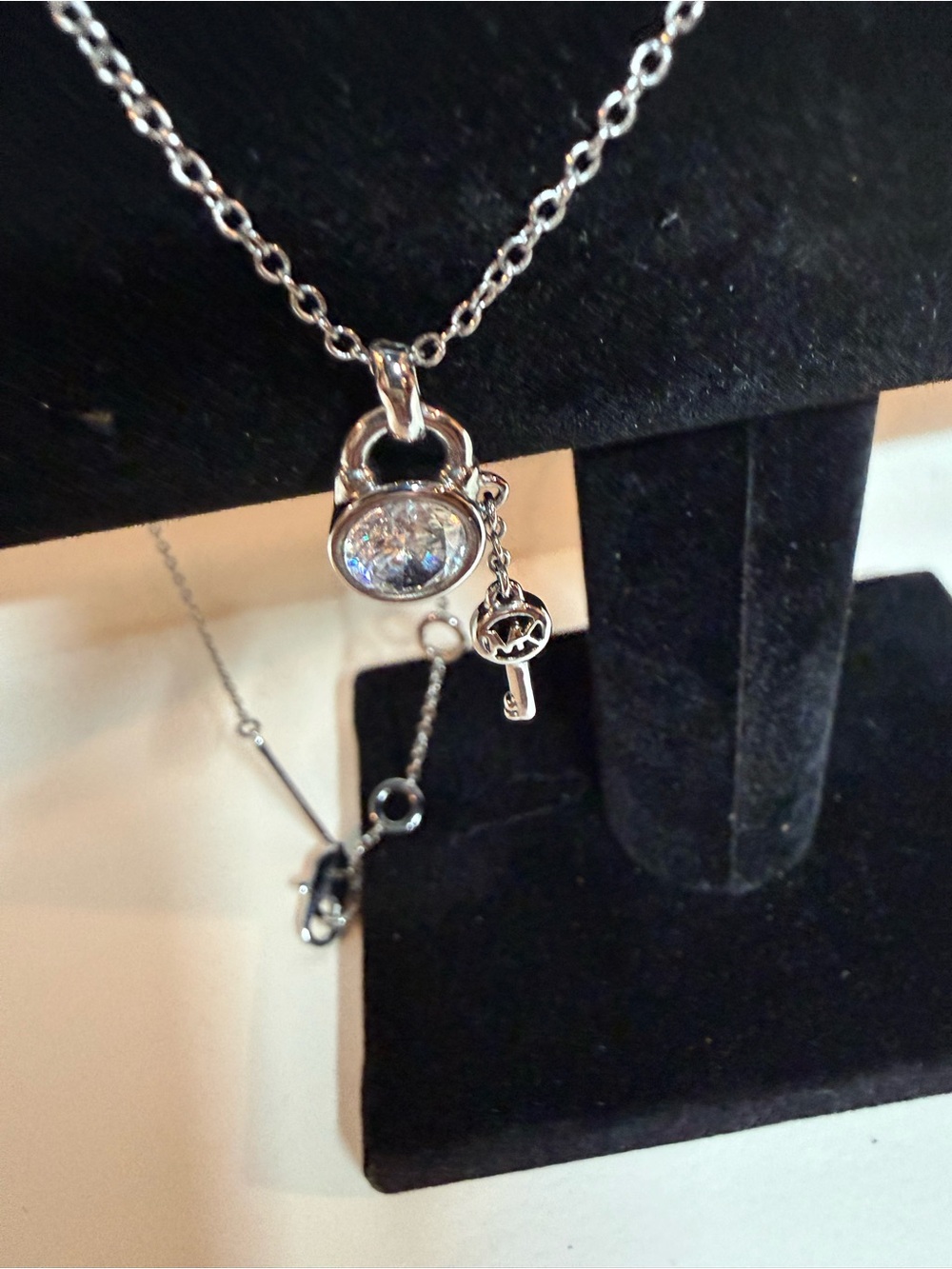 Michael Kors silver  Padlock & Key Pendant Necklace